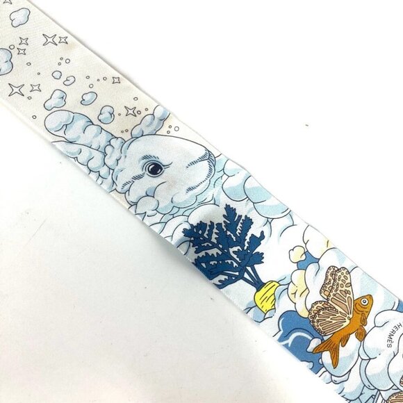 HERMES Twilly Twilly Twilly BandeauScarf Scarf silk blue/WhiteBased Unused - Picture 8 of 13